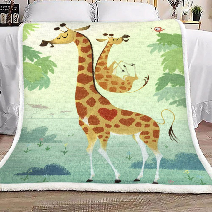 Giraffe Sherpa Fleece Blanket Kojm