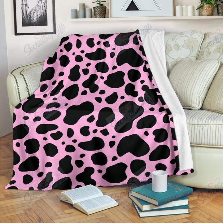 Black And Pink Cow Yq2701339Cl Fleece Blanket