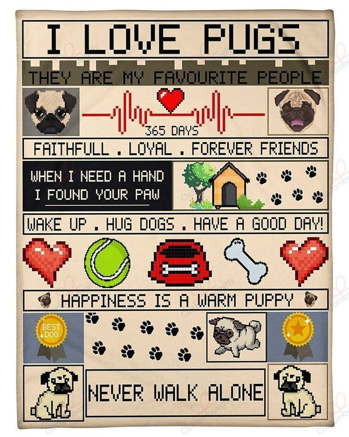 Pug Pixel Of Pup Gift For Dog Lovers Sherpa Fleece Blanket Ibxu Bubl