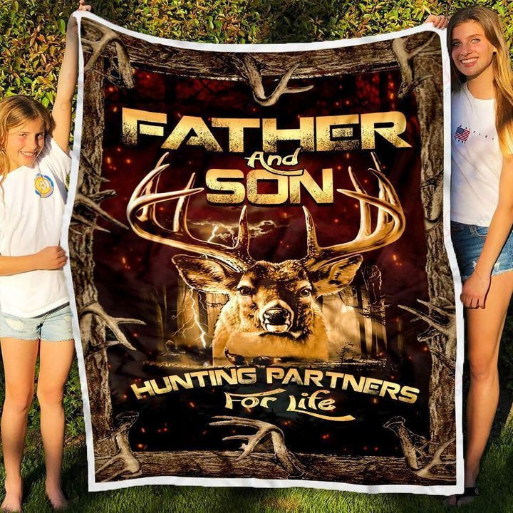 Father And Son Hunting Partners Sherpa Fleece Blanket Ignp Bubl