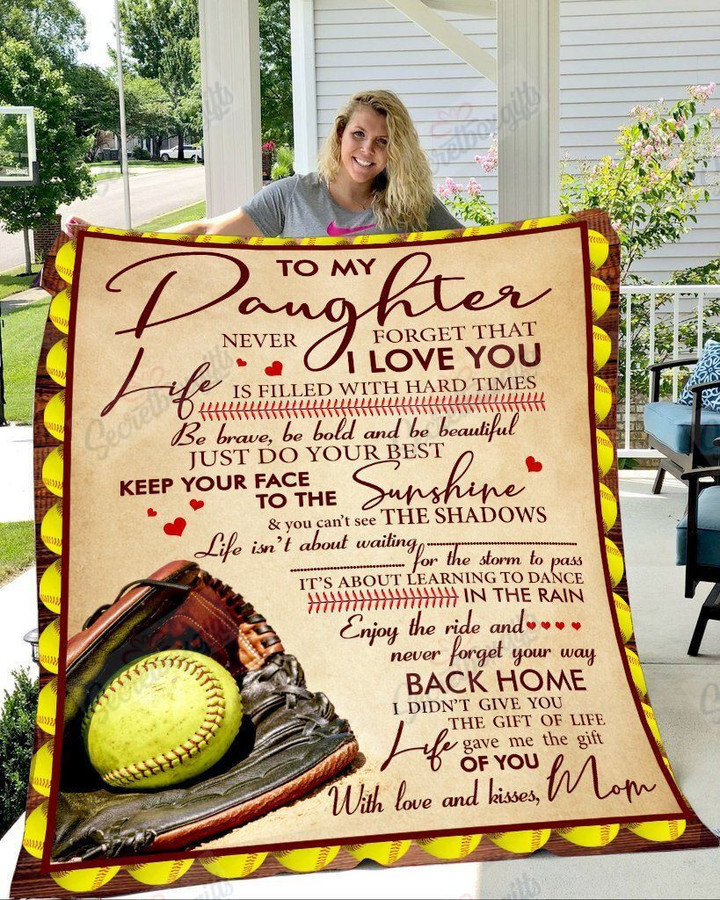 Softball To My Daughter Never Forget That I Love You Xa2101662Cl Fleece Blanket