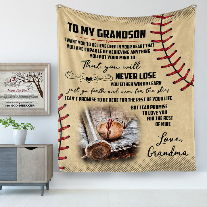 Personalized To My Grandson I Want You Believe Deep In Your Heart, Gift For Grandson Fleece Blanket