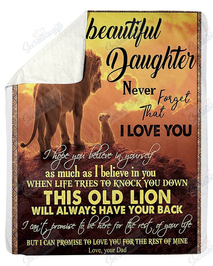 To My Beautiful Daughter This Old Lion Will Always Have Your Back Yq1401056Cl Fleece Blanket