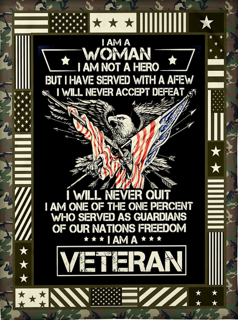 Female Veteran Blanket I Am A Woman I Am Not A Hero I Am A Veteran Atm-Usbl74 Fleece Blanket