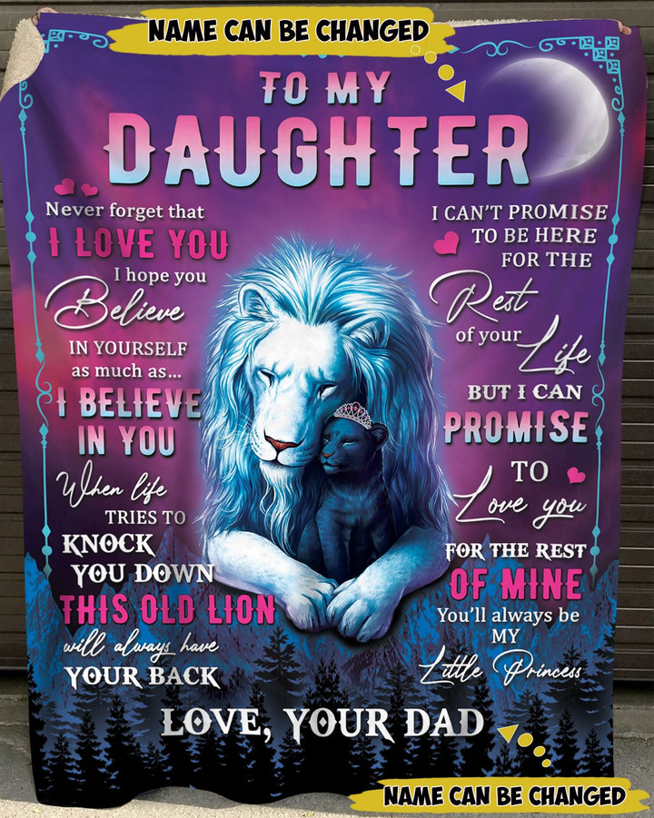 Personalized To My Daughter Never Forget That I Love You, Lion Hug Fleece Blanket