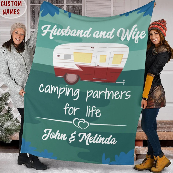Wozoro Quilt Blanket Personalized Husband And Wife Camping Partners For Life Sherpa Throw
