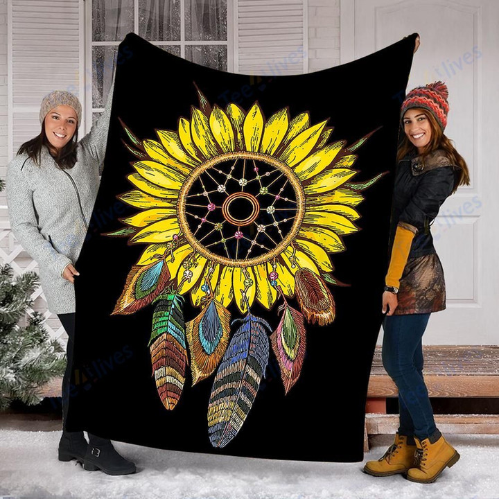 Custom Blanket Dream Catcher Sunflower Blanket - Fleece Blanket