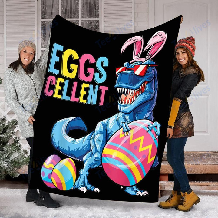 Dinosaur Easter Egg Bunny Blanket Gift For Kids - Fleece Blanket