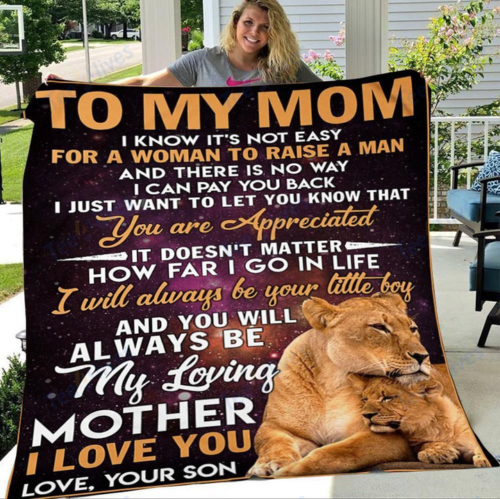 Custom Blanket To My Mom Lion Blanket - Gift For Mom - Fleece Blanket