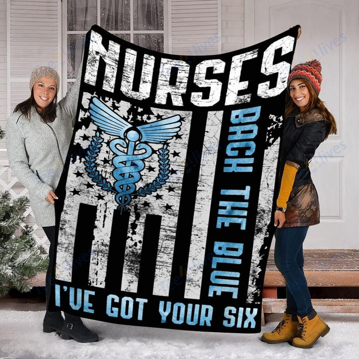 Custom Blanket Nurses Back The Blue Blanket - Fleece Blanket