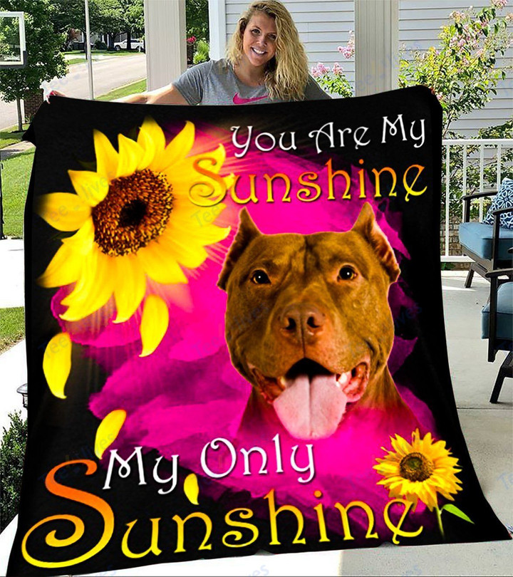 Custom Blanket American Pit Bull Terrier Face My Sunshine Blanket - Fleece Blanket