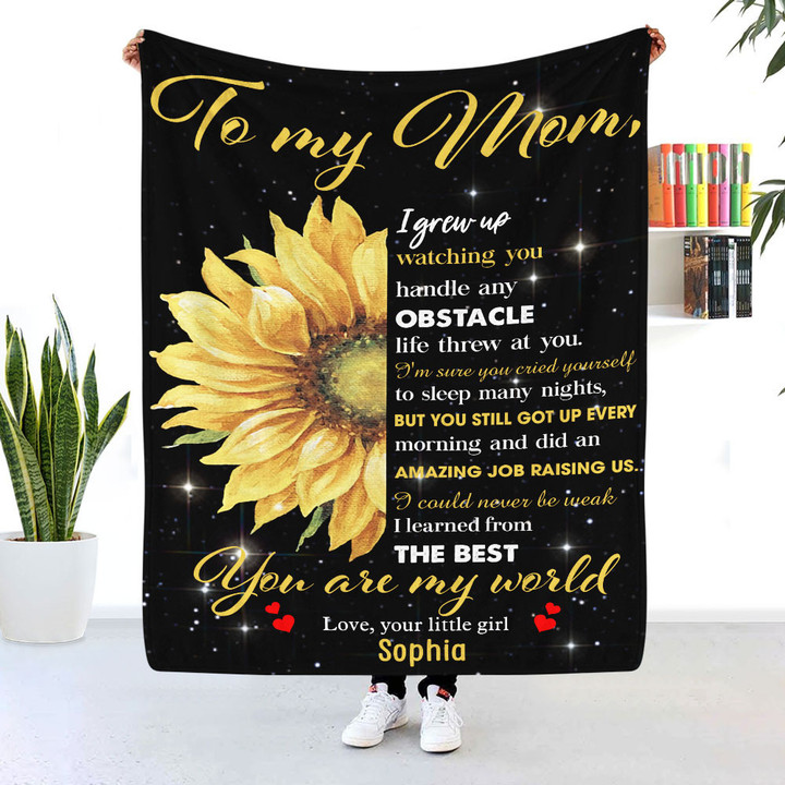 Sunflower To My Mom I Learned From The Best Personalized Fleece Blanket
