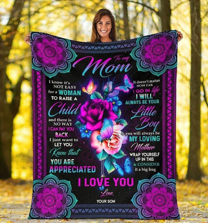 To My Mom I Love You For Mom Thank You For Everything Mother'S Day Gifts For Mom Home Decor Fleece Quilt Blanket Personalized Home Decor