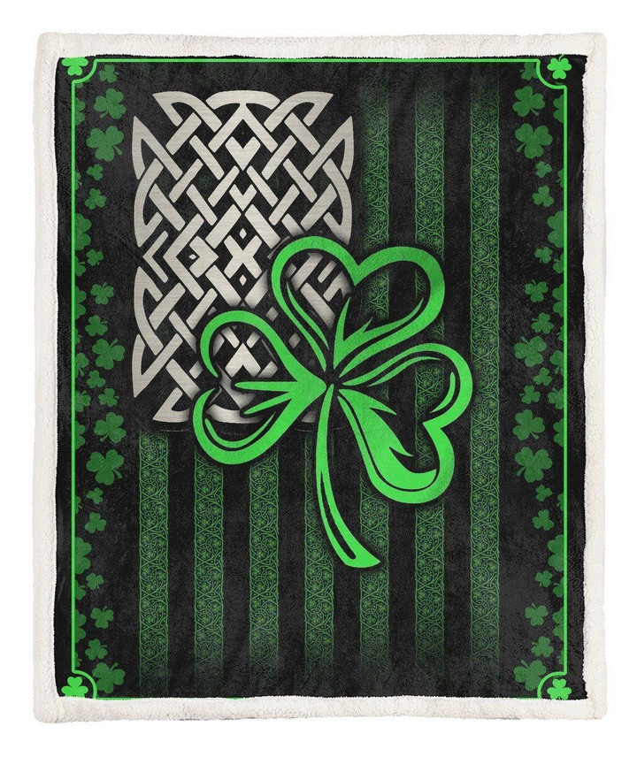 For Dad Usa Flag Irish Shamrock Printed Fleece Blanket