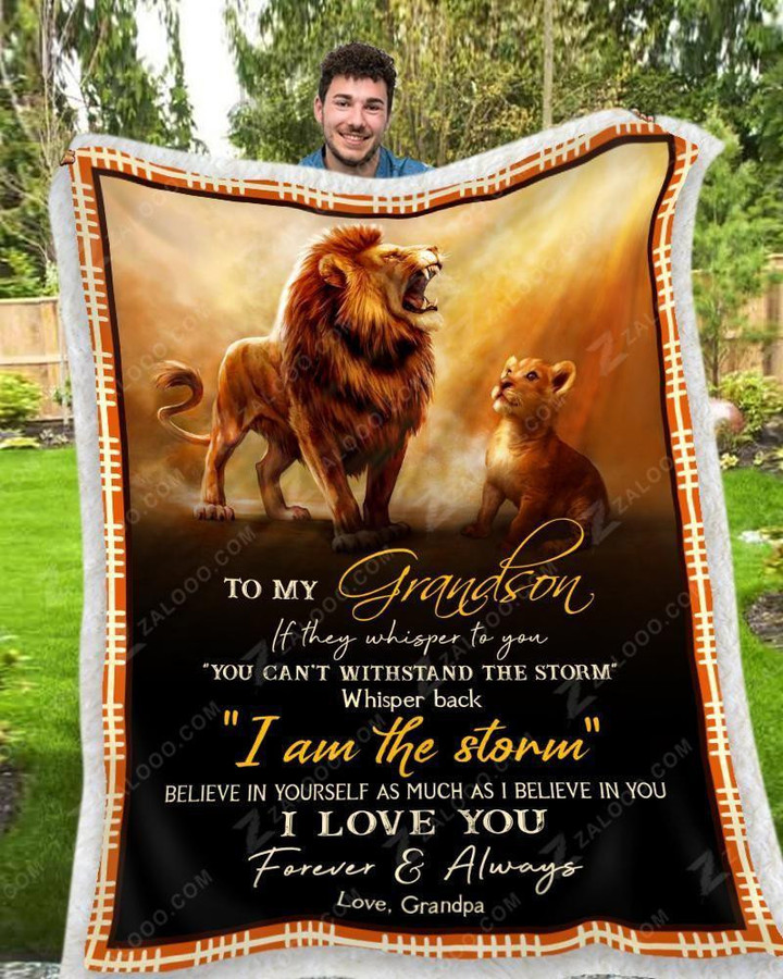 Blanket - Lion - To My Grandson - I Love You2 Family Gift Ideas Cozy Fleece Blanket, Sherpa Blanket