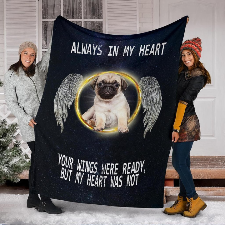 Pug And Wings Fleece Blanket Pet Memorial Blanket Winter Gift Ideas Pug Lover Gifts