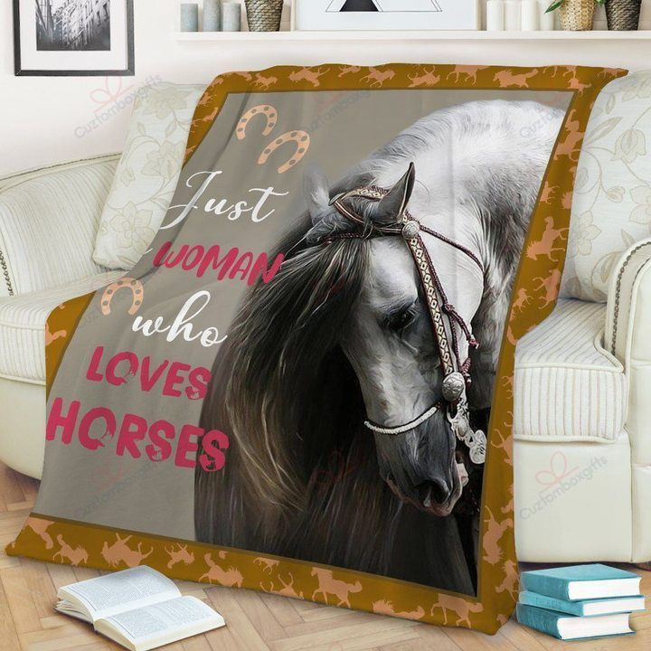 Horse Just A Woman Who Loves Horses Sherpa Fleece Blanket Ifgu Bubl