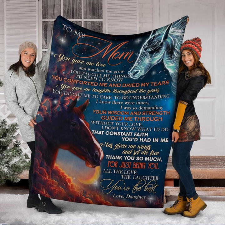 Horse To My Mom You Gave Me Love And Watched Me Grow Blanket Graphic 3D Gift For Mom