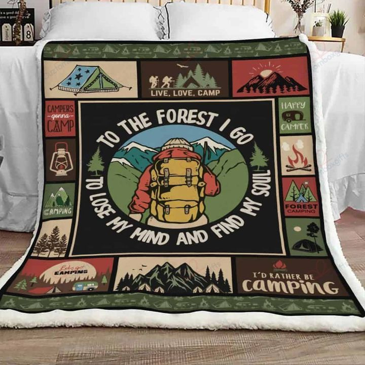 Camping The Forest Sherpa Fleece Blanket Iasg Bubl