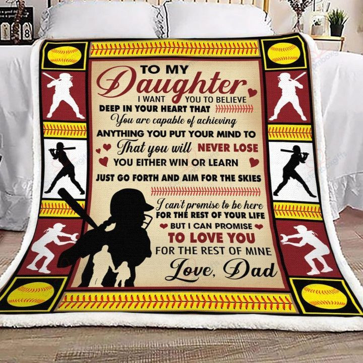 Softball Dad To My Daughter Sherpa Fleece Blanket Ignu Bubl