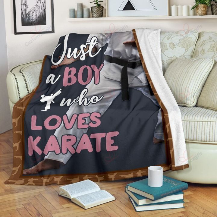 Karate Just Boy Who Loves Karate Sherpa Fleece Blanket Iepv Bubl