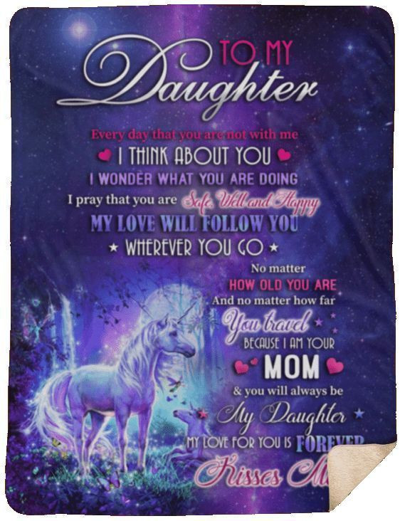Unicorn To My Daughter Sherpa Fleece Blanket Yk