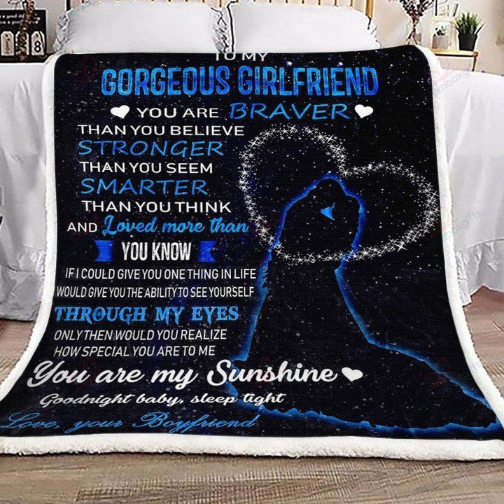 Family To My Gorgeous Girlfriend You Are Braver Sherpa Fleece Blanket Iikx Bubl