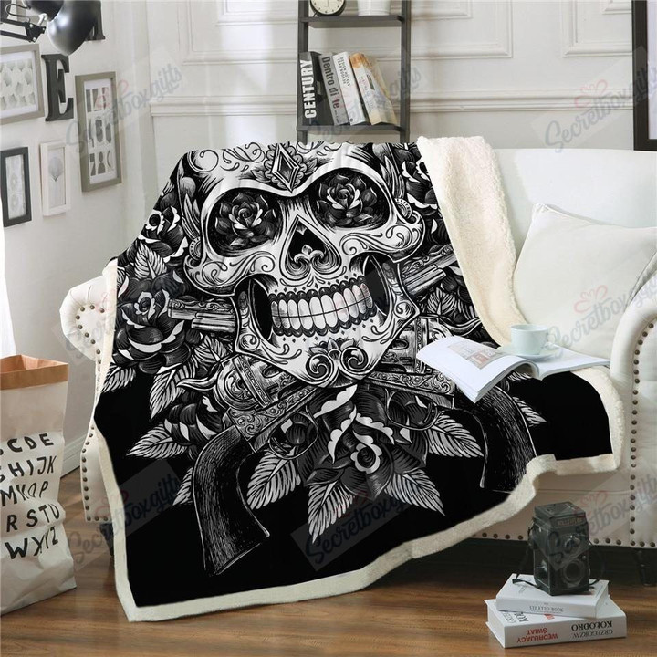 Vintage Black White Sugar Skull Gs-Cl-Kc0907 Fleece Blanket