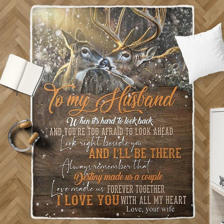 Personalized To My Husband Blanket Deer Destiny Made Us A Couple Love Made Us Forever Together Best Gifts For Christmas Birthday Thanksgiving Aniversary Valentine'S Day Fleece Sherpa Blanket
