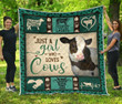 Quilt Blanket Farm Girl Loves Cows Aqua Green Dhc09121242Dd