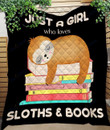 Custom Blanket Sloths And Books Blankt - Gift For Girls - Quilt Blanket