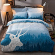 Deep Blue Gray And White Forest Friend Deer Bedding Set All Over Prints