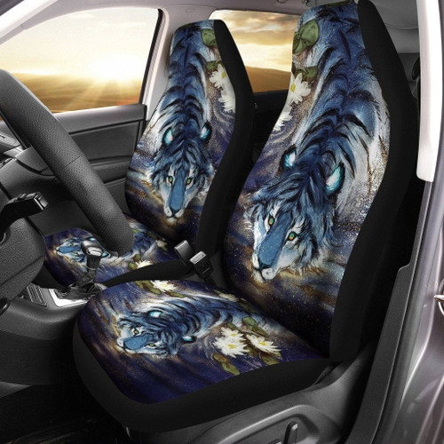 Tiger Car Seat Covers - Swimming Tiger Flower Seat Covers - Gift For Getting Drivers License