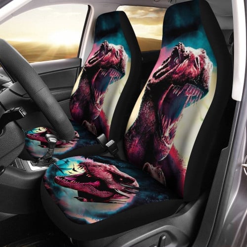 Dinosaur Seat Covers - Red Dinosaur Roar Face Car Seat Cover - Gifts For Dinosaur Lovers Adults