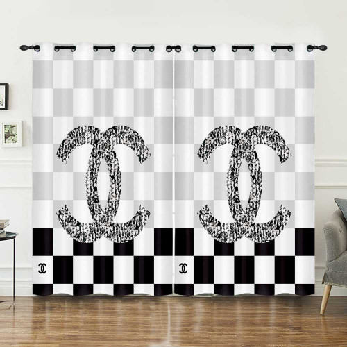 Chanel black and white caro windows curtain