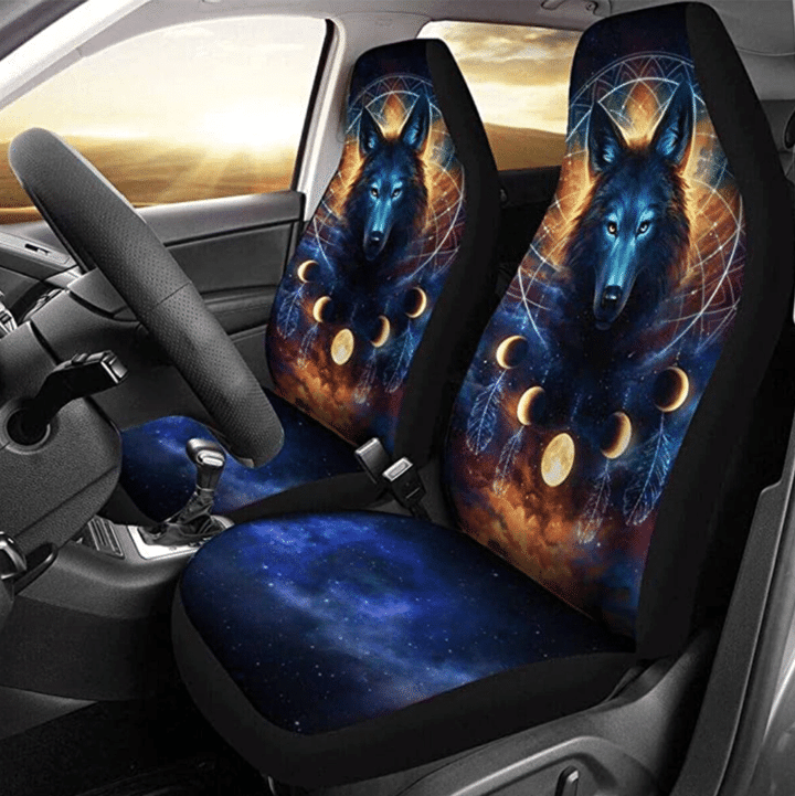 Wolf Car Seat Cover | Universal Fit Car Seat Protector | Easy Install | Polyester Microfiber Fabric | CSC1646