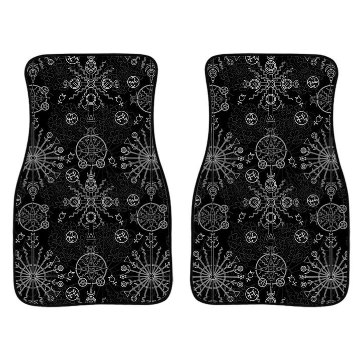 Black And White Wiccan Mystic Print Front Car Floor Mats