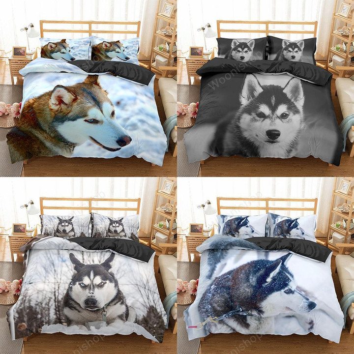 3D Husky Dog Bedding Set Cute Animal Duvet Cover Queen King Size Husky Dog Bedding Set Home Textiles Quilt Cover Bed Lin