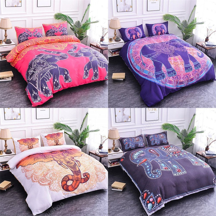 Bedding Set Elephant Pattern Duvet Cover King Queen Size Boho Quilt Cover Bedclothes Comforter Cover