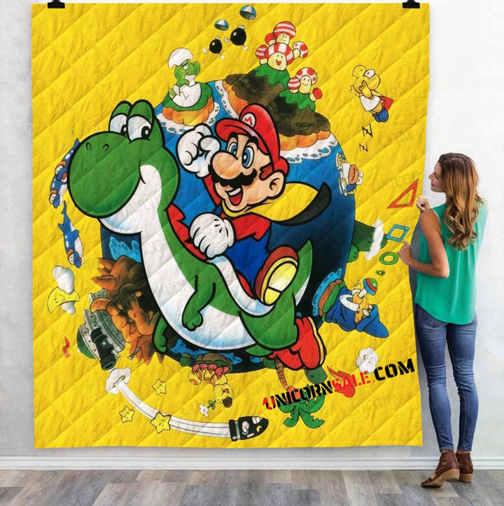 Cartoon Movies Super Mario World V 3D Customized Personalized Quilt Blanket