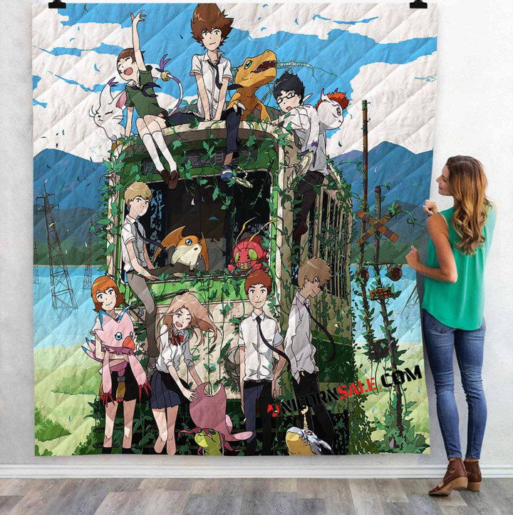 Cartoon Movies Digimon Adventure V 3D Customized Personalized Quilt Blanket