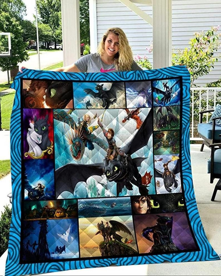 How To Train Your Dragon For Action Fantasy Film Fans Fabric Fleece Quilt Blanket Personalized Customized Home Bedroom Decor Gift