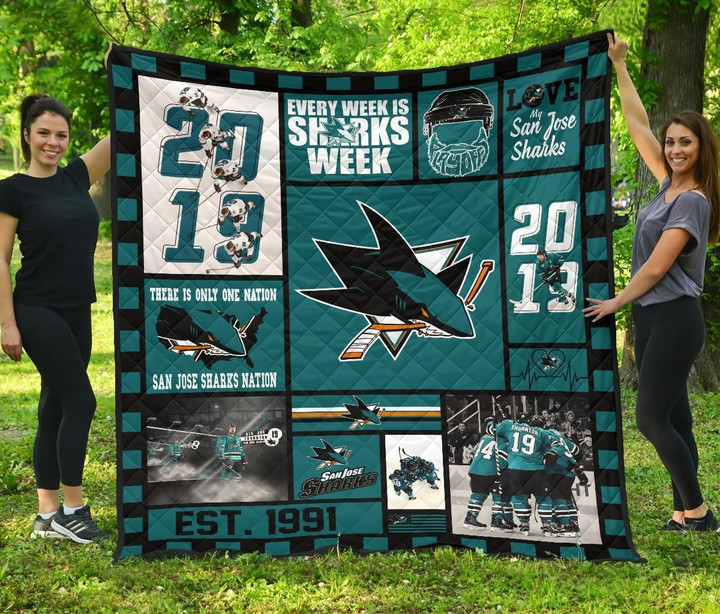 San Jose Sharks Hockey Quilt Blanket Great Customized Gifts For Birthday Christmas Thanksgiving Perfect Gifts For Ice Hockey Lover