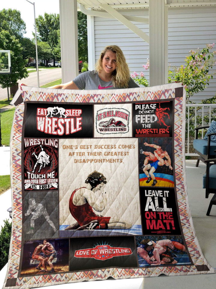 Wrestling Leave It All On The Mat Quilt Blanket Great Customized Gifts For Birthday Christmas Thanksgiving Perfect Gifts For Wrestling Lover