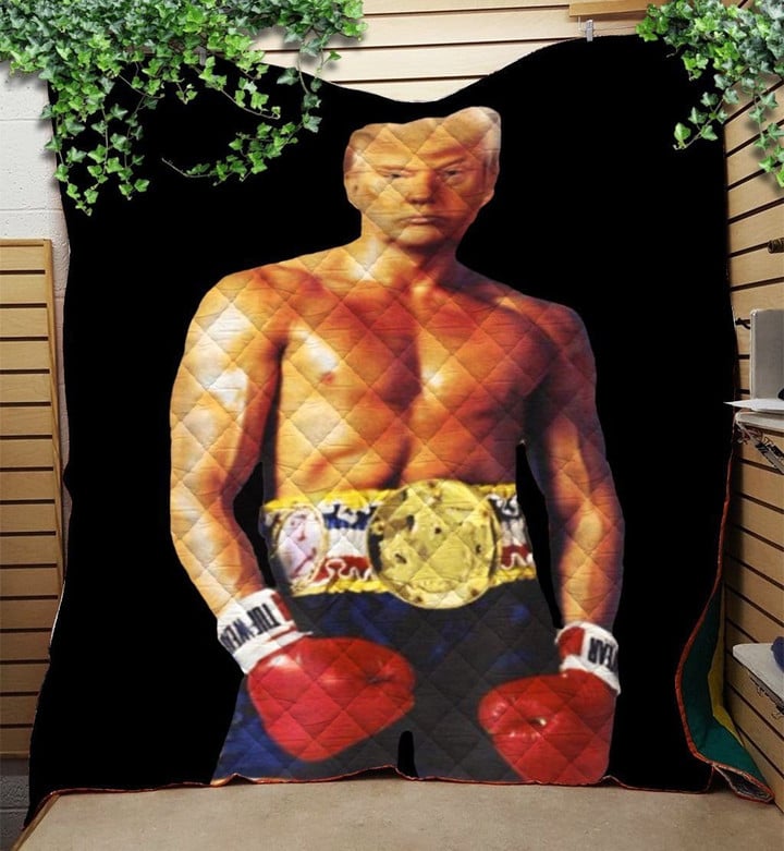 Boxer Trump Rocky Meme Heavyweight Joke Quilt Blanket