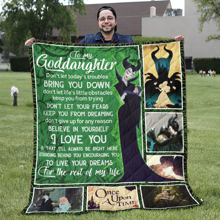 To My God Daughter I Will Always Be There To Support You Maleficent Quilt Ko