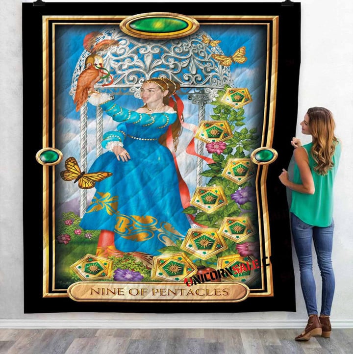 Tarot Card 9 of Pentacles (1) 3D Customized Personalized Quilt Blanket