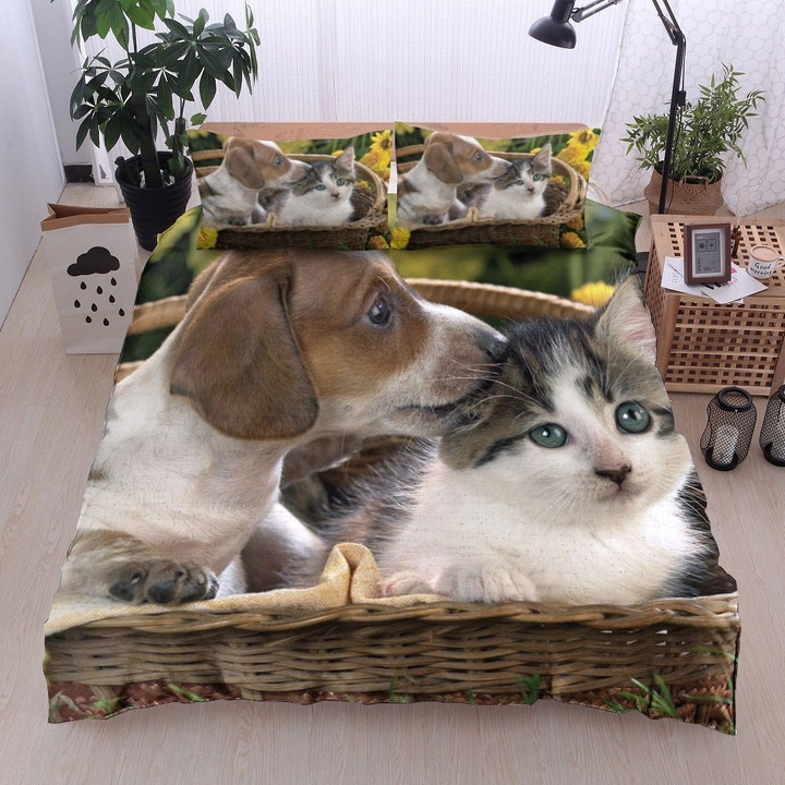 Dachshund And Kitty Bedding Set 