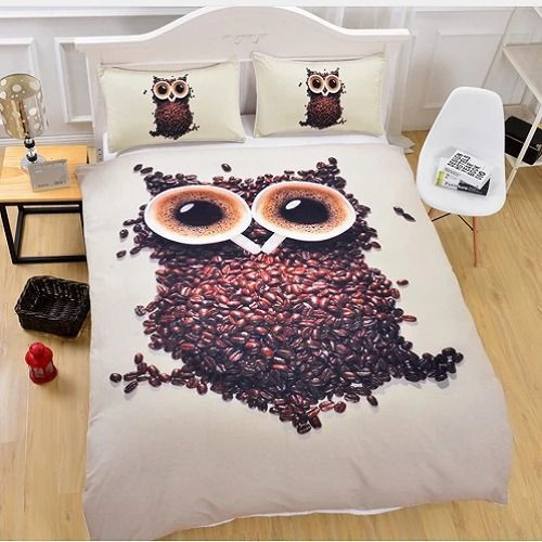 Coffee Cute Owl Bedding Set 
