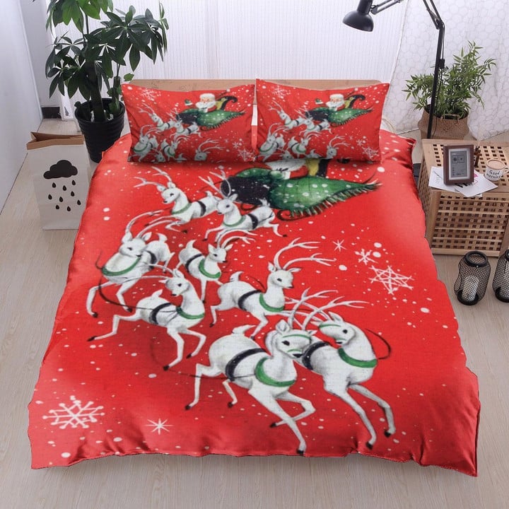 Santa Claus And Reindeer Bedding Set 